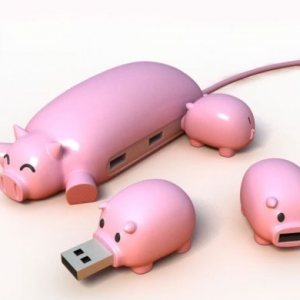 “一窝小猪”优盘+集线器设计