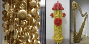 悬浮的钮扣雕塑