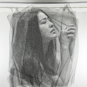 朦胧的钢丝网肖像画