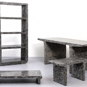 用废弃杂志制造的「石头」家具