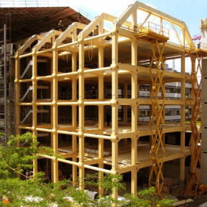 纯木结构框架的现代办公大楼