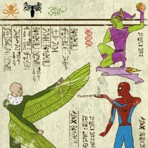 古埃及风格的超级英雄插画