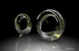 植物环绕的环保椅