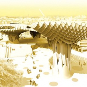 木制公共“遮阳伞”