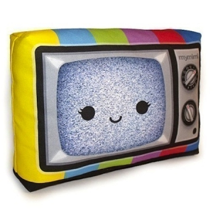 可爱老电视靠枕